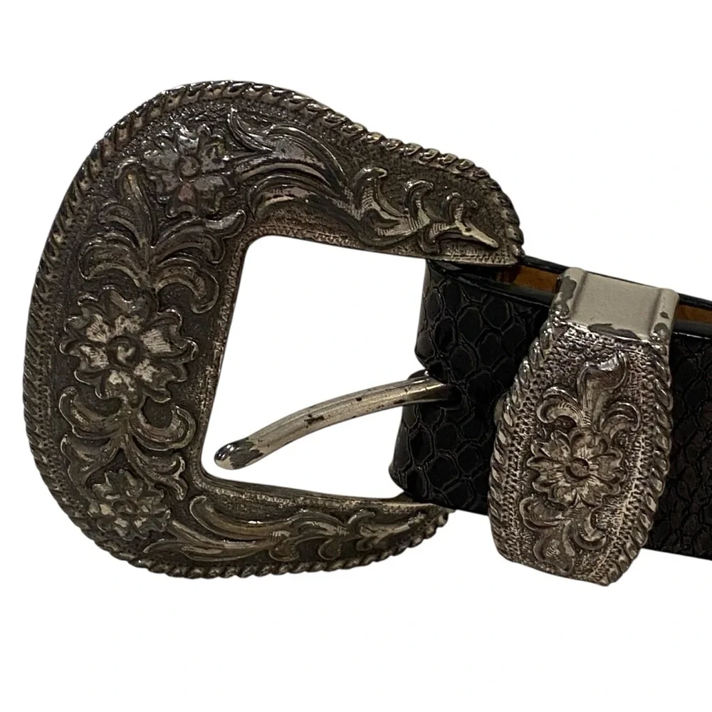Ariat Black Leather & Rhinestone Silver Buckle Men’s Belt - NWOT - W36